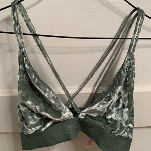 pink vs green velvet bralette